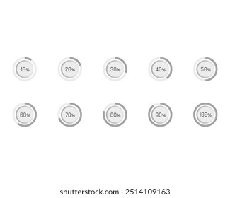 Coleta Ícone de status da barra de Carregamento. Ilustração vetorial. Conjunto de ícones carregados por vetor. Progresso do download. Fazer download ou upload.