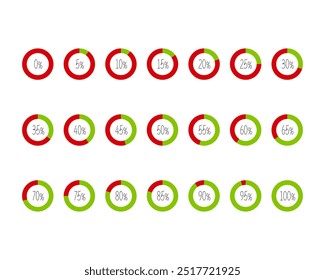 Collection Loading bar status icon. Vector illustration. Set of vector loaded icons. Download progress. Donload or Upload.