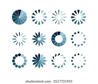 Collection Loading bar status icon. Vector illustration. Set of vector loaded icons. Download progress. Donload or Upload.