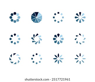 Collection Loading bar status icon. Vector illustration. Set of vector loaded icons. Download progress. Donload or Upload.