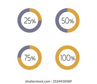 Collection Loading bar status icon. Vector illustration. Set of vector loaded icons. Download progress. Donload or Upload.