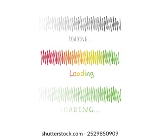 Collection Loading bar status icon. Vector illustration. Set of vector loaded icons. Download progress. Donload or Upload. Hand-drawn sketch-scribble.