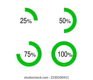 Collection Loading bar status icon. Vector illustration. Set of vector loaded icons. Download progress. Donload or Upload.