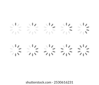 Statussymbol der Sammlungsladeleiste. Vektorgrafik. Satz von vektorgeladenen Symbolen. Download-Fortschritt Herunterladen oder Hochladen.