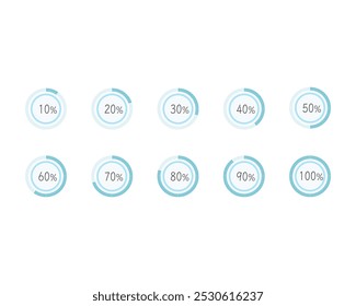 Collection Loading bar status icon. Vector illustration. Set of vector loaded icons. Download progress. Donload or Upload.