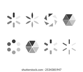 Collection Loading bar status icon. Vector illustration. Set of vector loaded icons. Download progress. Donload or Upload.
