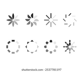 Collection Loading bar status icon. Vector illustration. Set of vector loaded icons. Download progress. Donload or Upload.