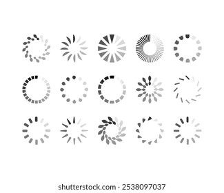 Collection Loading bar status icon. Vector illustration. Set of vector loaded icons. Download progress. Donload or Upload.