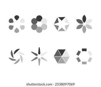 Collection Loading bar status icon. Vector illustration. Set of vector loaded icons. Download progress. Donload or Upload.