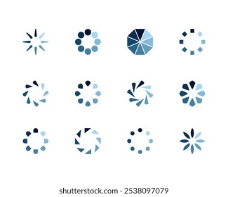 Coleta Ícone de status da barra de Carregamento. Ilustração vetorial. Conjunto de ícones carregados por vetor. Progresso do download. Fazer download ou upload.