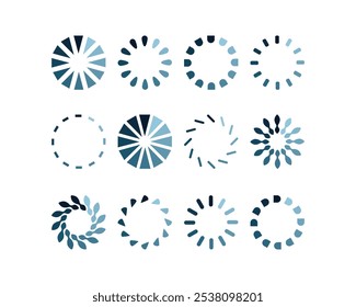 Collection Loading bar status icon. Vector illustration. Set of vector loaded icons. Download progress. Donload or Upload.
