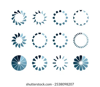Icono de Estado de la barra de carga de colección. Ilustración vectorial. Conjunto de iconos cargados de Vector. progreso de la Descarga. Descargar o Cargar.