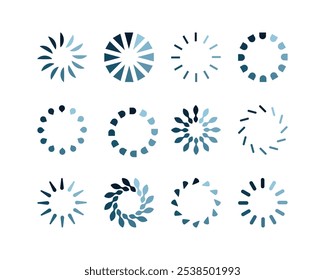 Coleta Ícone de status da barra de Carregamento. Ilustração vetorial. Conjunto de ícones carregados por vetor. Progresso do download. Fazer download ou upload.