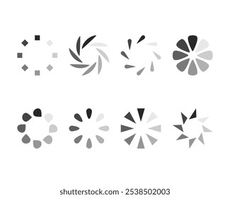 Collection Loading bar status icon. Vector illustration. Set of vector loaded icons. Download progress. Donload or Upload.