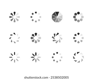 Collection Loading bar status icon. Vector illustration. Set of vector loaded icons. Download progress. Donload or Upload.