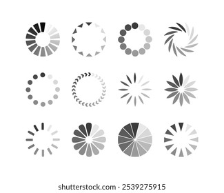 Icono de Estado de la barra de carga de colección. Ilustración vectorial. Conjunto de iconos cargados de Vector. progreso de la Descarga. Descargar o Cargar.