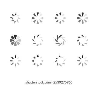 Collection Loading bar status icon. Vector illustration. Set of vector loaded icons. Download progress. Donload or Upload.