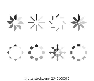 Icono de Estado de la barra de carga de colección. Ilustración vectorial. Conjunto de iconos cargados de Vector. progreso de la Descarga. Descargar o Cargar.