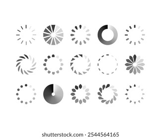 Icono de Estado de la barra de carga de colección. Ilustración vectorial. Conjunto de iconos cargados de Vector. progreso de la Descarga. Descargar o Cargar.