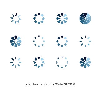 Collection Loading bar status icon. Vector illustration. Set of vector loaded icons. Download progress. Donload or Upload.
