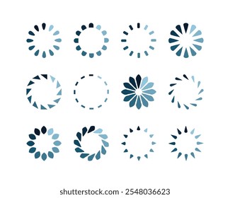 Collection Loading bar status icon. Vector illustration. Set of vector loaded icons. Download progress. Donload or Upload.