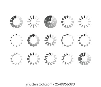 Collection Loading bar status icon. Vector illustration. Set of vector loaded icons. Download progress. Donload or Upload.