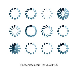 Collection Loading bar status icon. Vector illustration. Set of vector loaded icons. Download progress. Donload or Upload.
