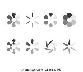 Collection Loading bar status icon. Vector illustration. Set of vector loaded icons. Download progress. Donload or Upload.