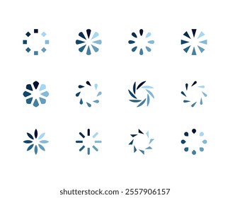 Collection Loading bar status icon. Vector illustration. Set of vector loaded icons. Download progress. Donload or Upload.