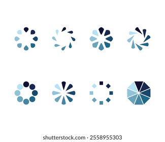 Collection Loading bar status icon. Vector illustration. Set of vector loaded icons. Download progress. Donload or Upload.