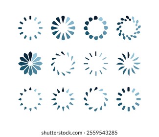 Collection Loading bar status icon. Vector illustration. Set of vector loaded icons. Download progress. Donload or Upload.
