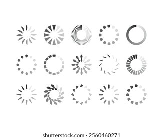 Collection Loading bar status icon. Vector illustration. Set of vector loaded icons. Download progress. Donload or Upload.