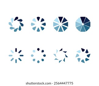 Collection Loading bar status icon. Vector illustration. Set of vector loaded icons. Download progress. Donload or Upload.
