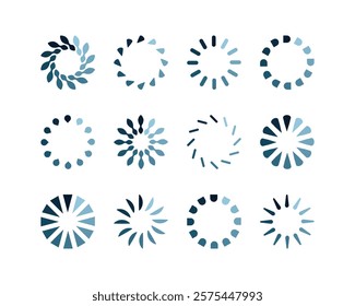 Collection Loading bar status icon. Vector illustration. Set of vector loaded icons. Download progress. Donload or Upload.