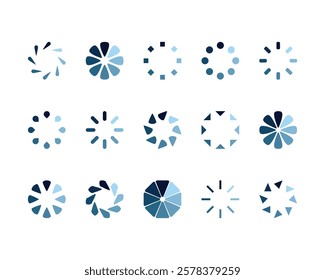 Collection Loading bar status icon. Vector illustration. Set of vector loaded icons. Download progress. Donload or Upload.