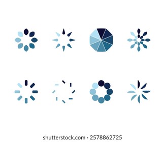 Collection Loading bar status icon. Vector illustration. Set of vector loaded icons. Download progress. Donload or Upload.
