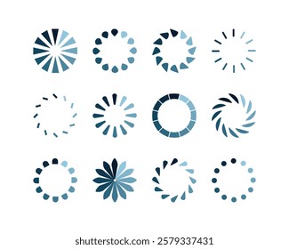 Collection Loading bar status icon. Vector illustration. Set of vector loaded icons. Download progress. Donload or Upload.