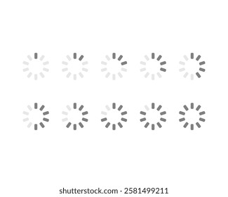 Collection Loading bar status icon. Vector illustration. Set of vector loaded icons. Download progress. Donload or Upload.