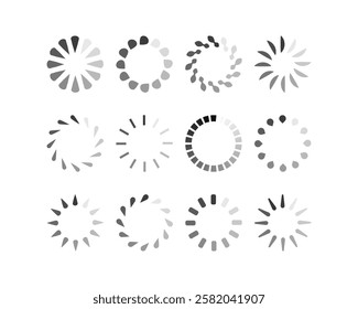 Collection Loading bar status icon. Vector illustration. Set of vector loaded icons. Download progress. Donload or Upload.