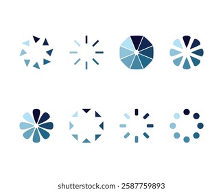 Collection Loading bar status icon. Vector illustration. Set of vector loaded icons. Download progress. Donload or Upload.