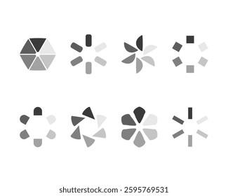 Collection Loading bar status icon. Vector illustration. Set of vector loaded icons. Download progress. Donload or Upload.