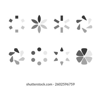Collection Loading bar status icon. Vector illustration. Set of vector loaded icons. Download progress. Donload or Upload.