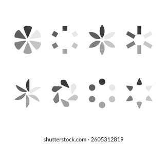 Collection Loading bar status icon. Vector illustration. Set of vector loaded icons. Download progress. Donload or Upload.
