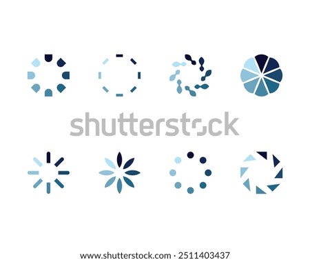Collection Loading bar status icon. Vector illustration. Set of vector loaded icons. Download progress. Donload or Upload.