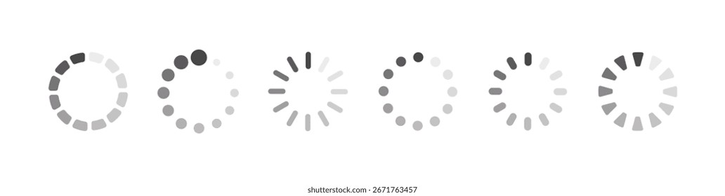 Collection of loading status bar in different design. Download progress vector illustration.
