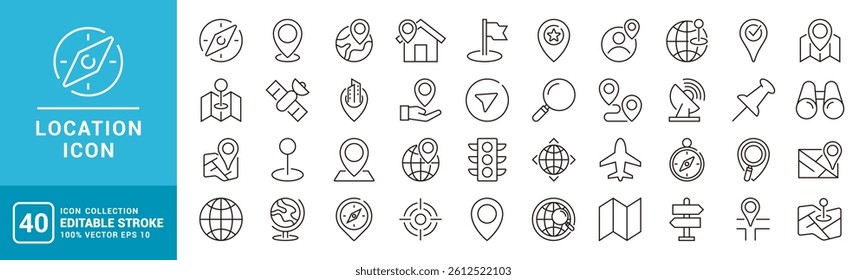 Collection of location icons. GPS, map, navigation, address, home. Vector design template EPS 10.