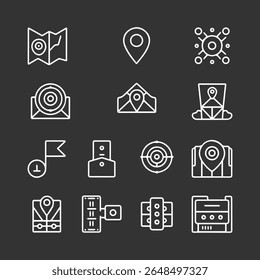 Coleção de design de ícones de localização e mapa
