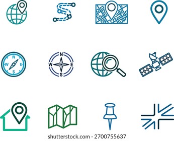 Collection of Location and Navigation Icons Vector Illustration Design