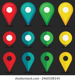 Collection of location pin pointers
