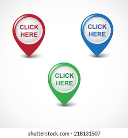 Collection of location pointers isolated on white background. Vector illustration.